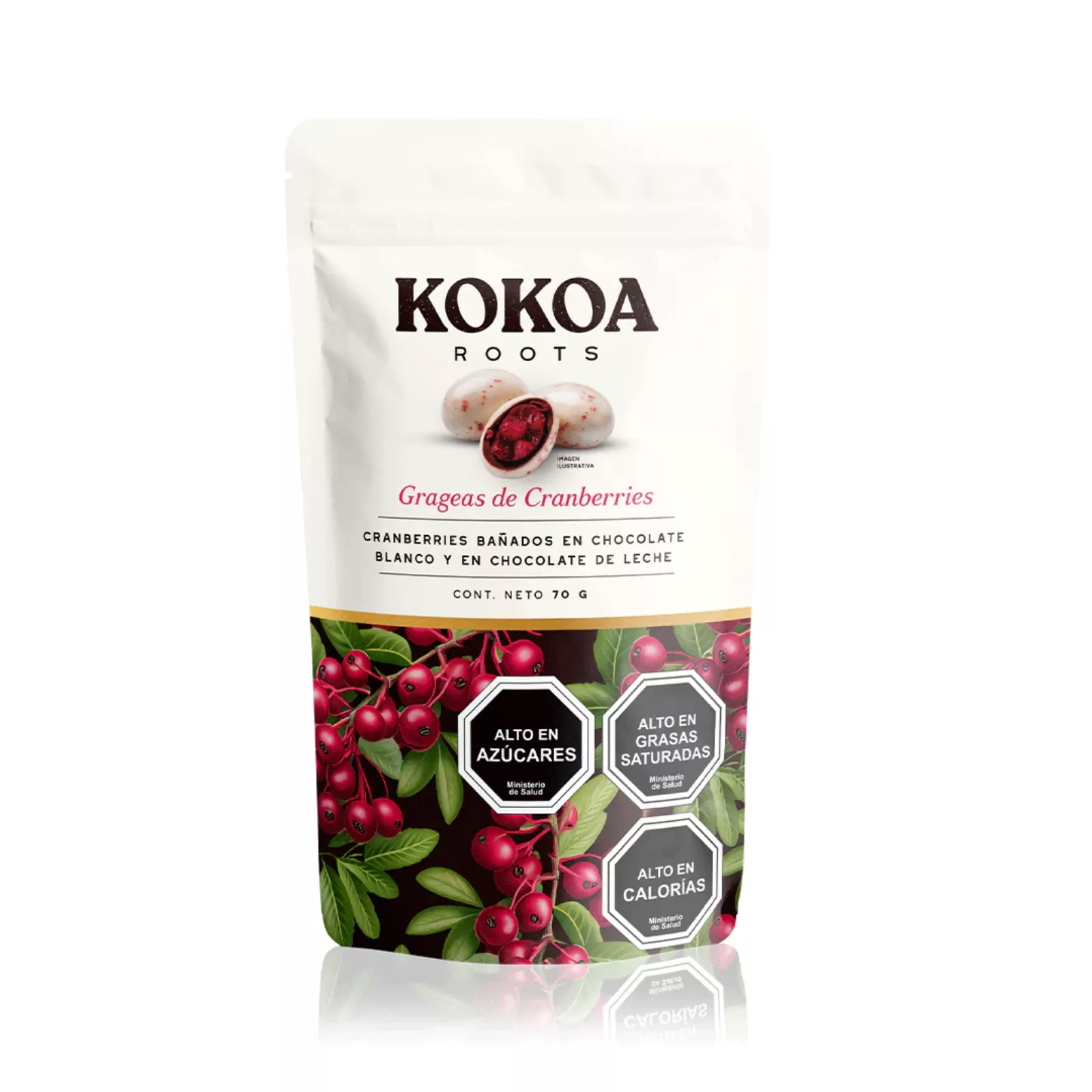 Kokoa Roots Cranberries con Chocolate Blanco